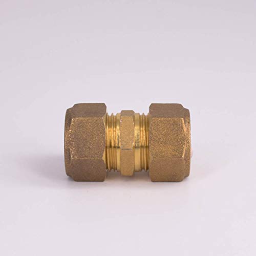Fit 15mm Tube OD Brass Compression Union Fitting with Copper Ferrule Ring Water Gas Oil