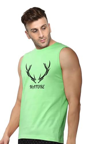 Image of Men's Sleeveless T-Shirt - 100% Pure Cotton, Nature Print - Comfortable Breathable Gym Tank Top