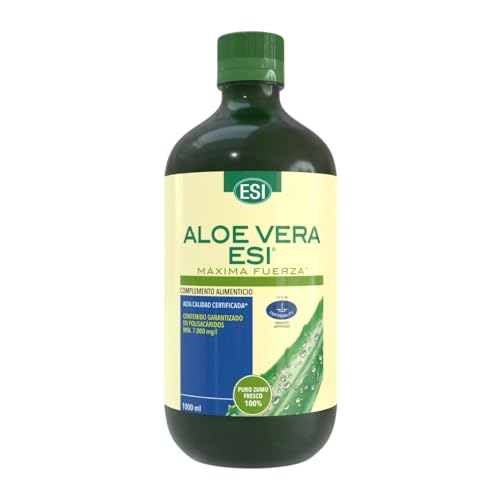 ESI Aloe Vera Gel Puro   Zumo sin aloína, natural con de polisacáridos   Sin gluten, sin lactosa, sin OGM   Apto para veganos   Botella PET con tapón dosificador