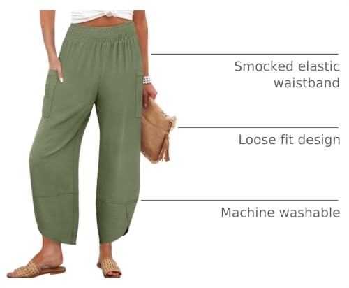 Image of ANRABESS Womens Wide Leg Palazzo Capri Pants 2026 Summer Casual High Waisted Barrel Lounge Flowy Cropped Beach Work Trousers