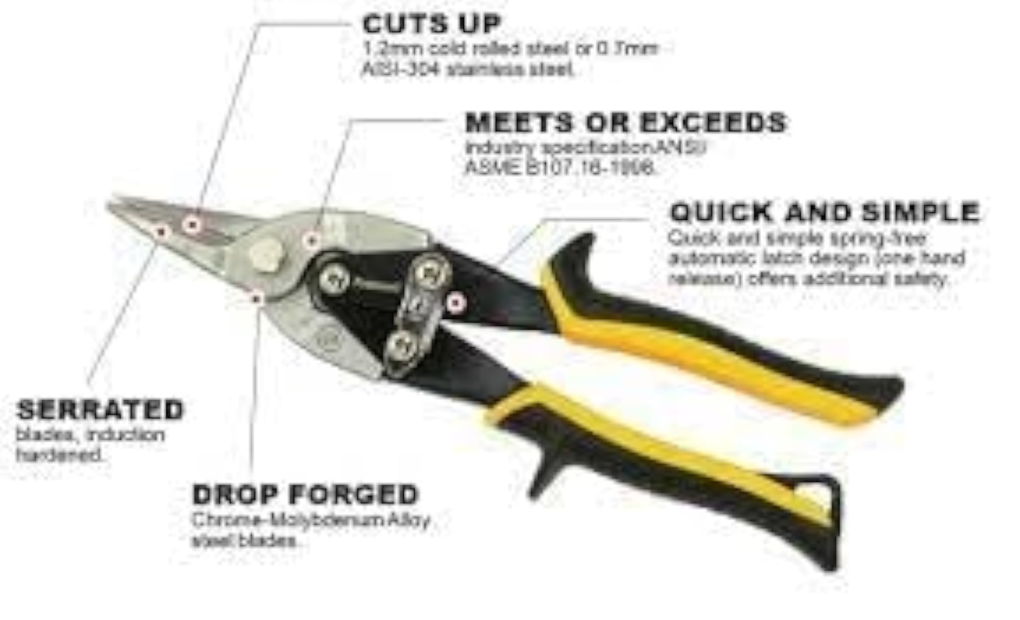 Straight Head Tin Snips Plier with Yellow/Black Handle