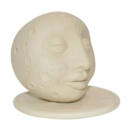 Image of CraftVatika Ceramic Moon Face Incense Holder with Plate, Home Decoration Items for Living Room, Meditation Yoga Spiritual Aromatherapy Home Decor, Resin Incense Burner, Decorative Showpiece