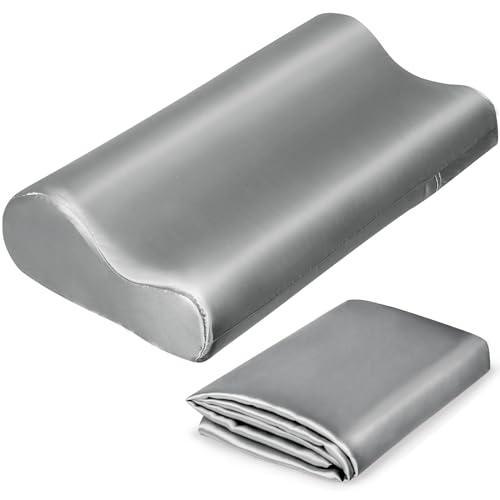 Luxurious Satin Pillowcase for Contour Memory Foam Pillows, 60x35cm Cervical Pillow Case, Contour Pillow Case Cover for Sleeping Pillows (Grey)