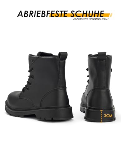 PAMEILA Winterschuhe Damen Wasserdicht Winterstiefel Herren mit Warm Gefüttert Schneeschuhe Rutschfest Wanderschuhe Trekkingschuhe Winter Outdoor Schneestiefel Winterboot Schwarz 235