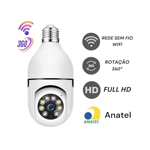 Câmera IP Lâmpada 8177 WiFi Full HD 1080p com Visão Noturna, Bivolt, Detecção de Movimento e Áudio B