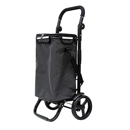 Trolley Cart Multifunktions-Einkaufswagen, Küchenaufbewahrungswagen, Faltbarer Einkaufswagen, Alter Einkaufskorb, Tragbar, Große Kapazität, Gehhilfe Für,Black Rod