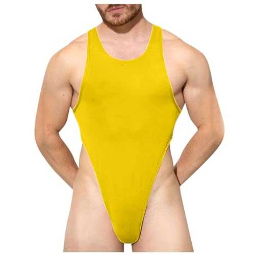 WAZHAKU Herren Regenbogen Bodys Transparent String Body Straps Tanga Ärmellose Bodysuit Kurz Ganzanzug Jumspuit Unterhemd Reizwäsche Gymnastikanzug Herren Mankini Sexy Unterwäsche Bodysuit