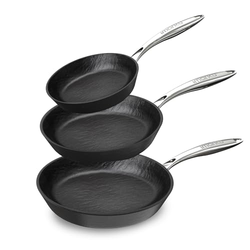 Image of imarku Non Stick Frying Pans, 8&10&12 inch Nonstick Skillet, Professional Frying Pan, Induction Compatible Cooking Pan Set, Cool Stainless Steel Handle, Dishwasher Safe, Gift for Men and Women