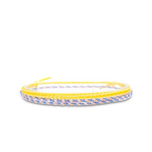 Made by Nami Surfer Anklet Set of 2 for Men and Women - Thin Boho Hippie Anklet Braided - Handmade Beach Festival Accessories - Adjustable - 100% Cotton (Lavender & Lemon) - View 2
