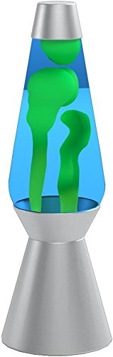 Lava the Original 27-Inch Silver Base Grande Lamp with Yellow Wax in Blue Liquid - Thumbnail 2