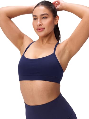 Image of Womens Y Back Padded Sports Bra Strappy U Neck Butter Soft Low Impact Workout Bras Yoga Pilates Walking