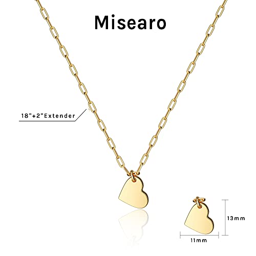 Misearo Gold Heart Necklaces For Women, 14K Gold Tiny Flat Plated Heart Pendant Necklace Tiny Chain Simple Cute Necklaces For Teen Girls Dainty Choker Necklaces For Women #TOP4