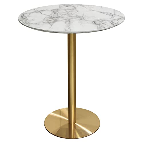 Stella 36" Round Bar Height Table W/Faux Marble Top And Brushed Gold Metal Base By Diamond Sofa #TOP20