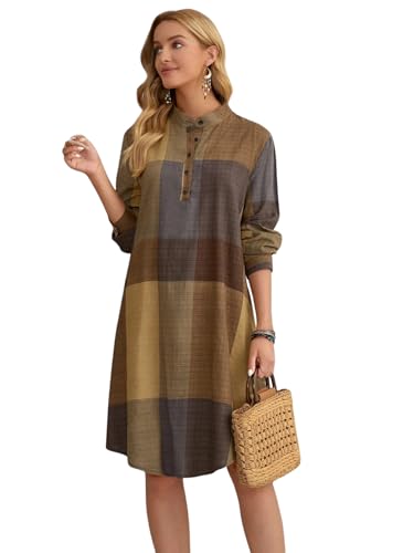 Image of GRECIILOOKS Solid Regular One Piece Maxi Bodycon Dresses Midi Dress Shirt for Women