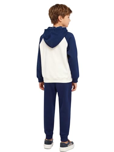 Image of YiZYiF Kids Boys Fleece Lined Sweatshirts Outfit Long Raglan Sleeves Hoodie And Jogger Pants Activewear Set