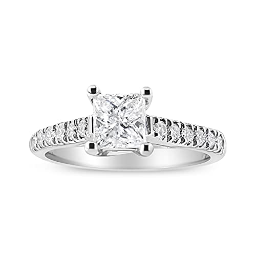 Haus of Brilliance 14K White Gold 1 1/5 Cttw 4-Prong Set Princess Diamond Classic Engagement Ring (I1-I2 Color, H-I Clarity) Ring Size 6