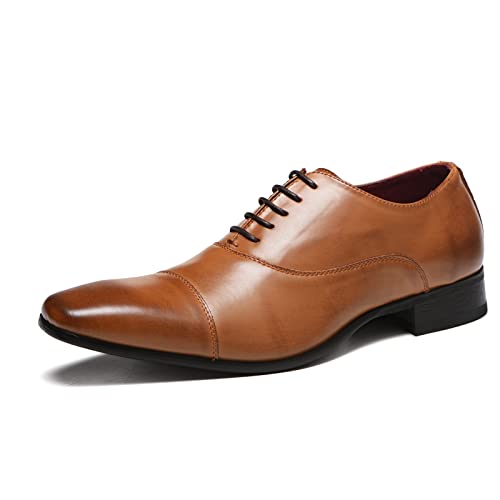 Chaussures brogues en cuir pour homme - Chaussures d'affaires tendance à lacets Oxford pour homme, marron, 42 2/3 EU Cover
