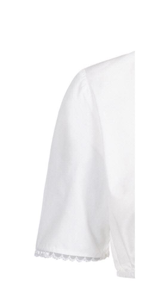 Nübler Dirndlbluse Damen BABSI - Kurzarm Trachtenbluse mit Spitze & V-Ausschnitt im Landhaus Stil - Original bayerische Tracht, Perfekt für Dirndl, Weiß
