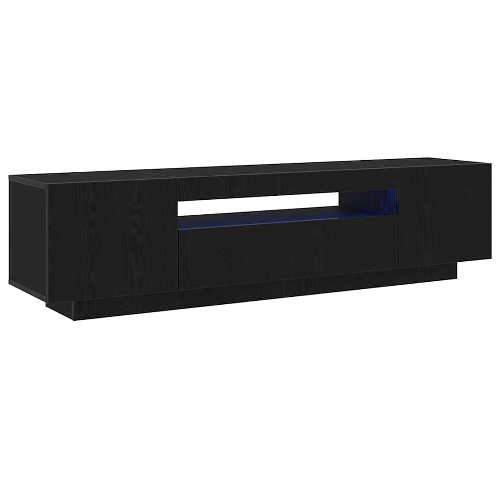 TV-Schrank Schwarz 160x35x40 cm, Holzwerkstoff, Modernes Media-Center mit Stauraum für Wohnzimmer, Schlafzimmer, Elegantes Design