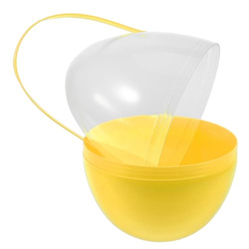 BESPORTBLE Gros Œuf de Pâques en Plastique 25 Cm avec Poignée Jaune, Contenant à Remplir à Ouverture Rotative, Décorations et Présents Réutilisables...