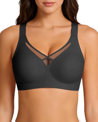 Image of Happriue Seamless Jelly Support Bra for Women, Wireless Push Up Full Coverage Bra, 360° Lift, No Underwire, Smooth Back Support, Invisible T-Shirt Bra (UK, Alpha, XL, Regular, Regular, Black)