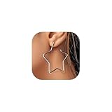 Star Hoop Earrings for Women Stainless Steel Geometric Earring Hoops Fashion Jewelry
