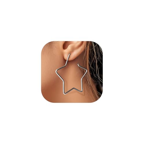 Star Hoop Earrings for Women Stainless Steel Geometric Earring Hoops Fashion Jewelry
