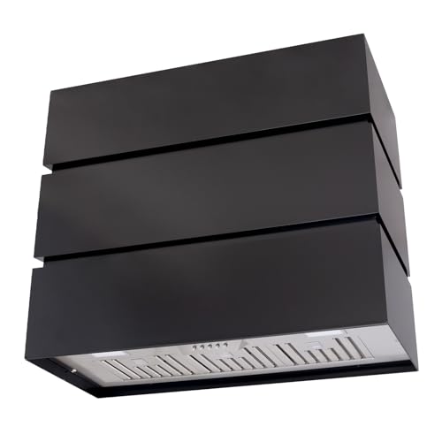 Akicon Stainless Steel Range Hood, 3 Stacks Modern Box Kitchen Hood with Powerful Vent Motor, Wall Mount, 36”W*30”H*14”D, Copper (AK-HS36L-C)