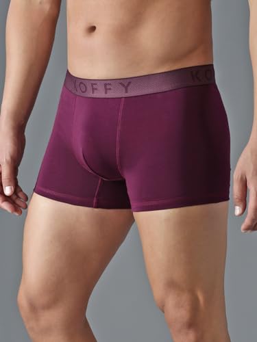 Image of KOFFY Men's Stretchable Cotton Lycra Long Trunk with C-Type Front Open | Wrinkle-Free | Ultra-Soft Elastic