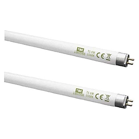 TBE Lighting T5 6w Fluorescent Tube Lamps 225mm - CFL Bulbs - G5 2-Pin Base fittings - T5 High Efficiency Lamps, Cool White 3500K (2-PACK) Cover