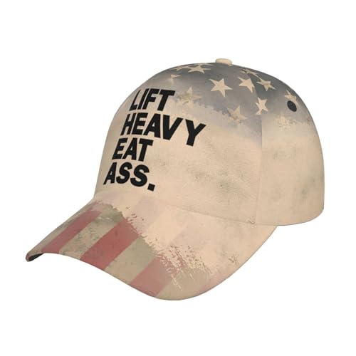 Lifts Heavy Eat Ass Vintage Washed Baseball Cap Black