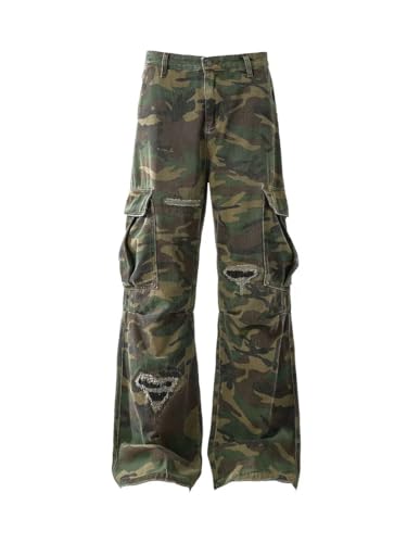 Camo Streetwear Pants Camouflage Jeans Outdoor High Waisted Casual Trousers