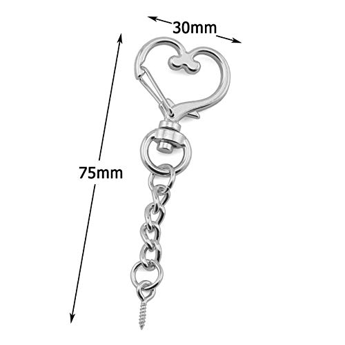 Jcbiz 20Pcs Silver Heart Design Spring Snap Keychain Clip Zinc Alloy Diy Key Chains Accessories Creative Pentagram Hanging Buckle #TOP1