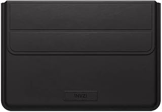 INVZI MacBook Sleeve, Vegan Leather Bag Compatible with 15/16" MacBook Pro M1/Max 2018-2022, Compact Design with Invisible Stand (Black)