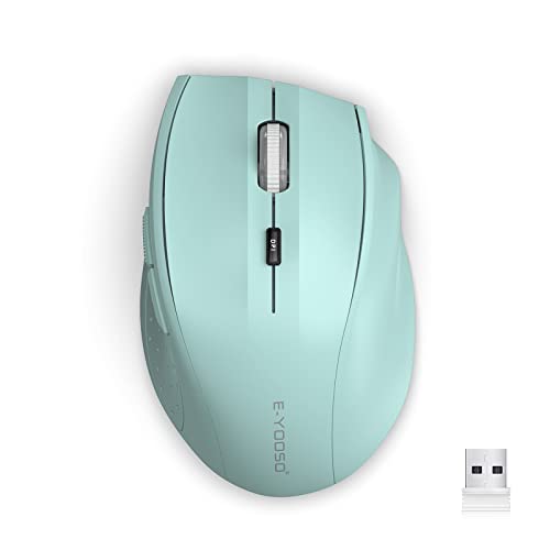 E-YOOSO Wireless Mouse for Laptop, Portable Optical Computer Mouse, 6 Buttons, Cordless 2.4GHz with USB Receiver, 5-Level 4800 DPI, 18 Months Battery Life for PC Chromebook Windows Mac