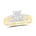 Jewels By Lux 10K Yellow Gold 1/10Ctw Diamond Fashion His and Hers Engagement Wedding Bridal Band and Ring Trio Set Size 9.5 Womens and Size 10 Mens