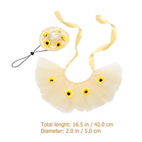 Luozzy Pet Costume Straw Hat Sunflower Skirt Set For Dogs Halloween Hawaii Luau Party Supplies Cat Dress Up Costume Accessories - Yellow #TOP1