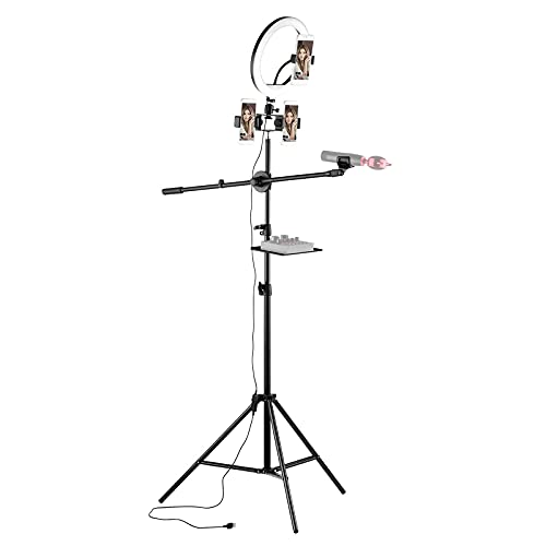 Video Ring Light10inch / 26cm Video Ring Light Kit 3 Farbe 10 Level Dimmbar 3200-5600K Mit Stativ Kugelkopf…