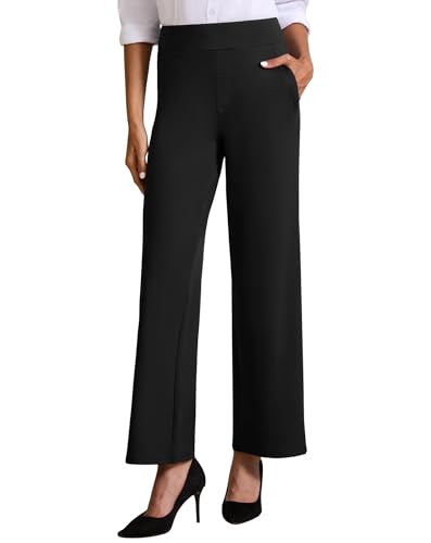 Womens High Waisted Work Suit Wide Leg Pants Side Zipper Pocket Casual Business Dress Pants2