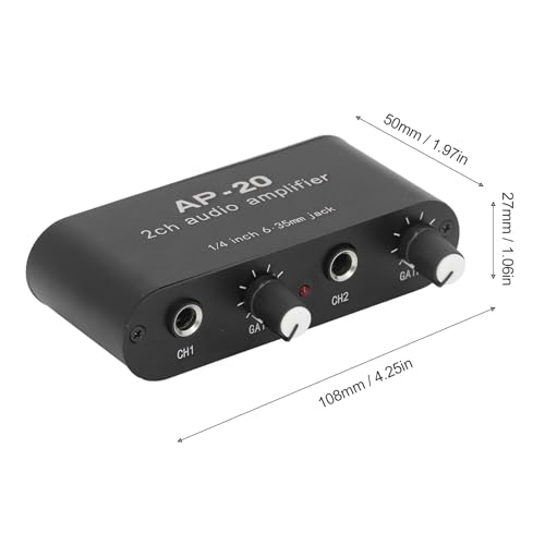 Tonvorverstärker Zweikanal Mikrofon Verstärkervorverstärker 1/4 Zoll 6.35mm 0-20DB Verstärkung DC5V-12V