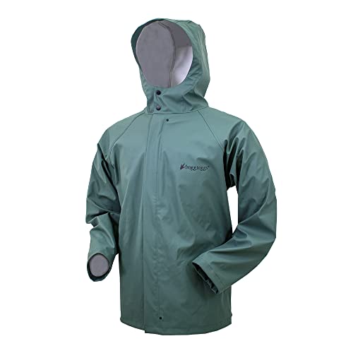 FROGG TOGGS Waypoint-Chaqueta de Pesca Impermeable y Resistente con elástico en 4 direcciones Chubasquero, Verde, L para Hombre Cover