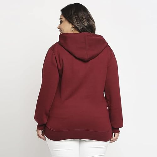 Image of Clotth Theory Women's Cotton Fleece Hooded Neck Sweatshirt | Hoodie Jacket with Kangaroo Pocket
