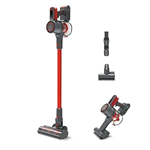 Polti Forzaspira D-Power SR550 Escoba eléctrica sin cable, 2 en 1, motor digital y tecnología multiciclónica, hasta 40 minutos de autonomía, 3 programas de aspiración, mini cepillo turbo, rojo/gris