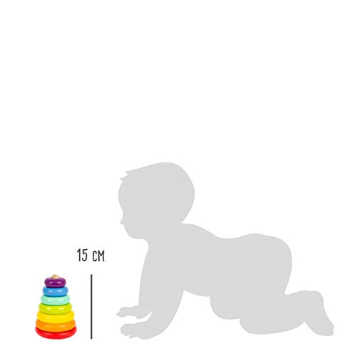 Small Foot Stapelturm Regenbogen, Motorik-Klassiker aus Holz, buntes Stapelspiel, für Kinder ab 12 Monaten, 11775 Toys – Bild 5