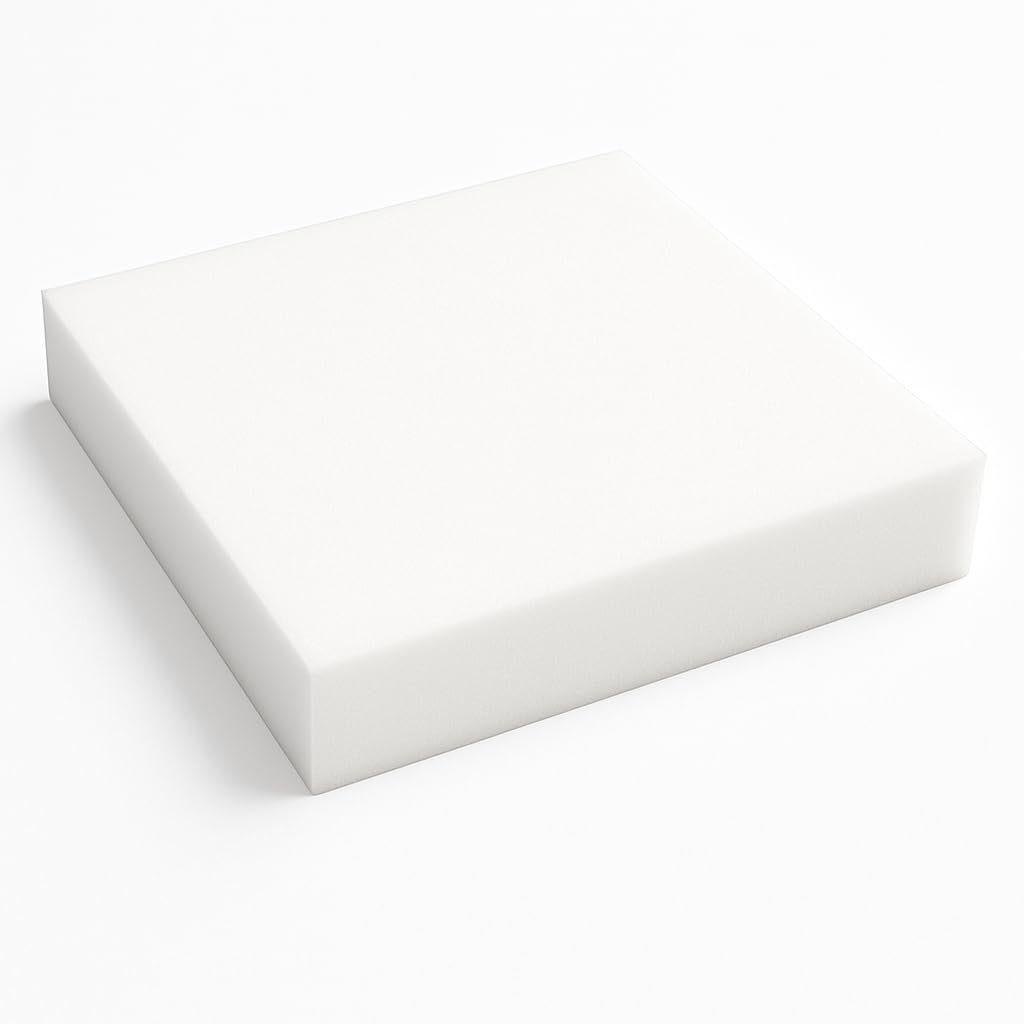 AMANSTYLE LTD High Density Medium Firm White Foam for Upholstery – Cut to Size Seat Cushion Foam Pad for Sofa, Chair, Stool, Bench – Supportive Seating Insert for DIY Use – UK Made (12" x 12" x 2")