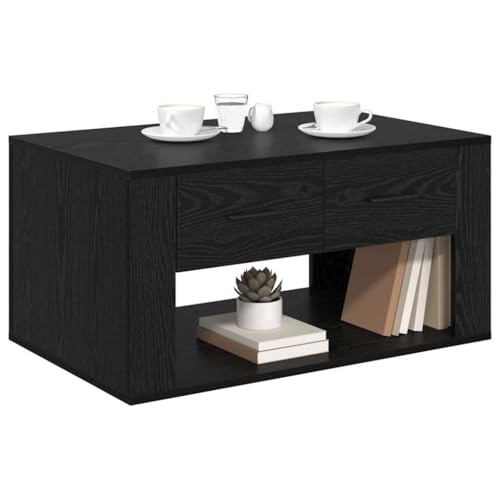 Table basse chêne noir 80x50x40 cm avec rangement rustique - 5
