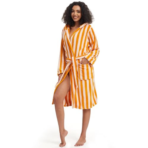 Retro Terry Striped Robes For Women Cotton Kimono Towel Terry Cloth Bathrobe Knee High Length2