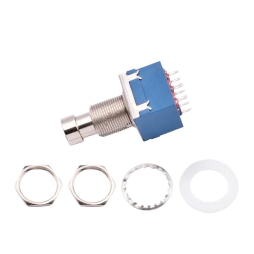 Interruptor de pie 3PDT de 9 pines para pedal de efectos guitarra con terminal de soldadura enclavamiento 5 uds 5