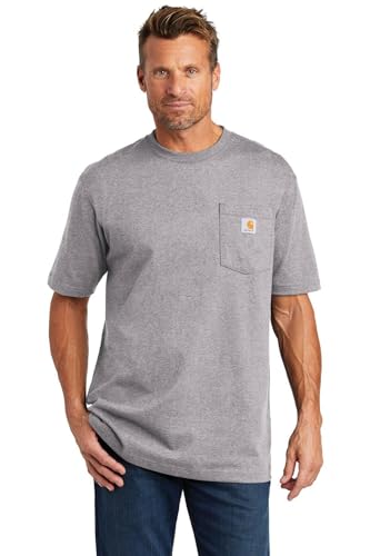 Image of Carhartt mens Workwear Pocket work utility shirts, Heather Gray, Small US