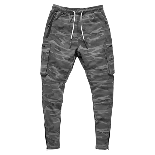 Pantalon de jogging cargo pour homme avec taille élastique et cordon